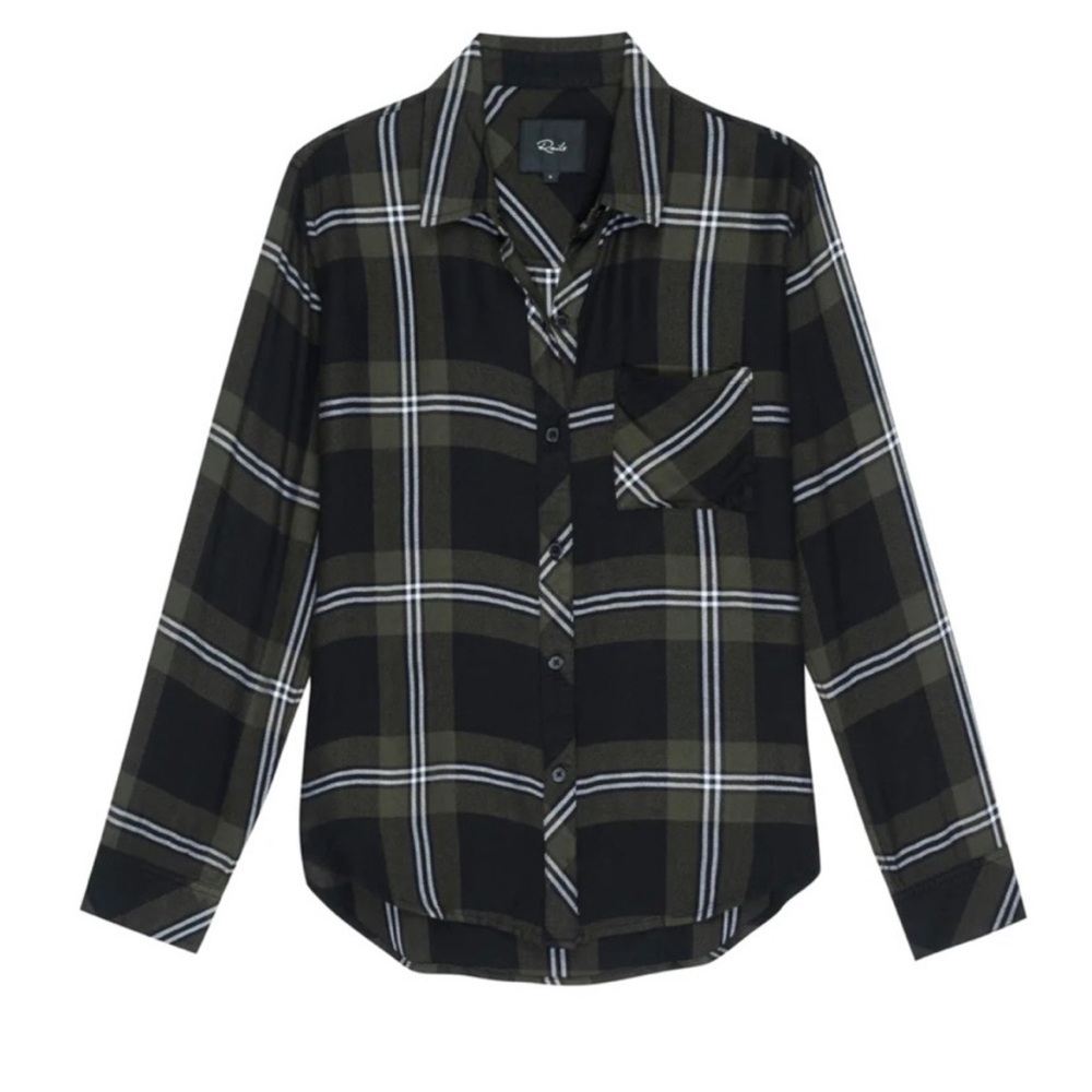 NWT XS Rails Hunter blouse in moss black and ivory